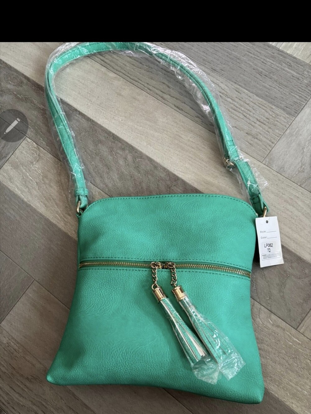 NWT Turquoise Vegan Leather Crossbody Bag with Gold Tassels – LP082 TQ